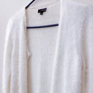 The Limited long cozy fuzzy white sweater